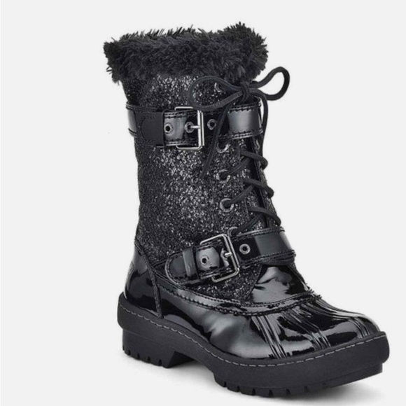 Sperry Top-Sider Alpine Glitter Fur Combat Boots Black 8M Streetwear Luxe - Picture 4 of 11